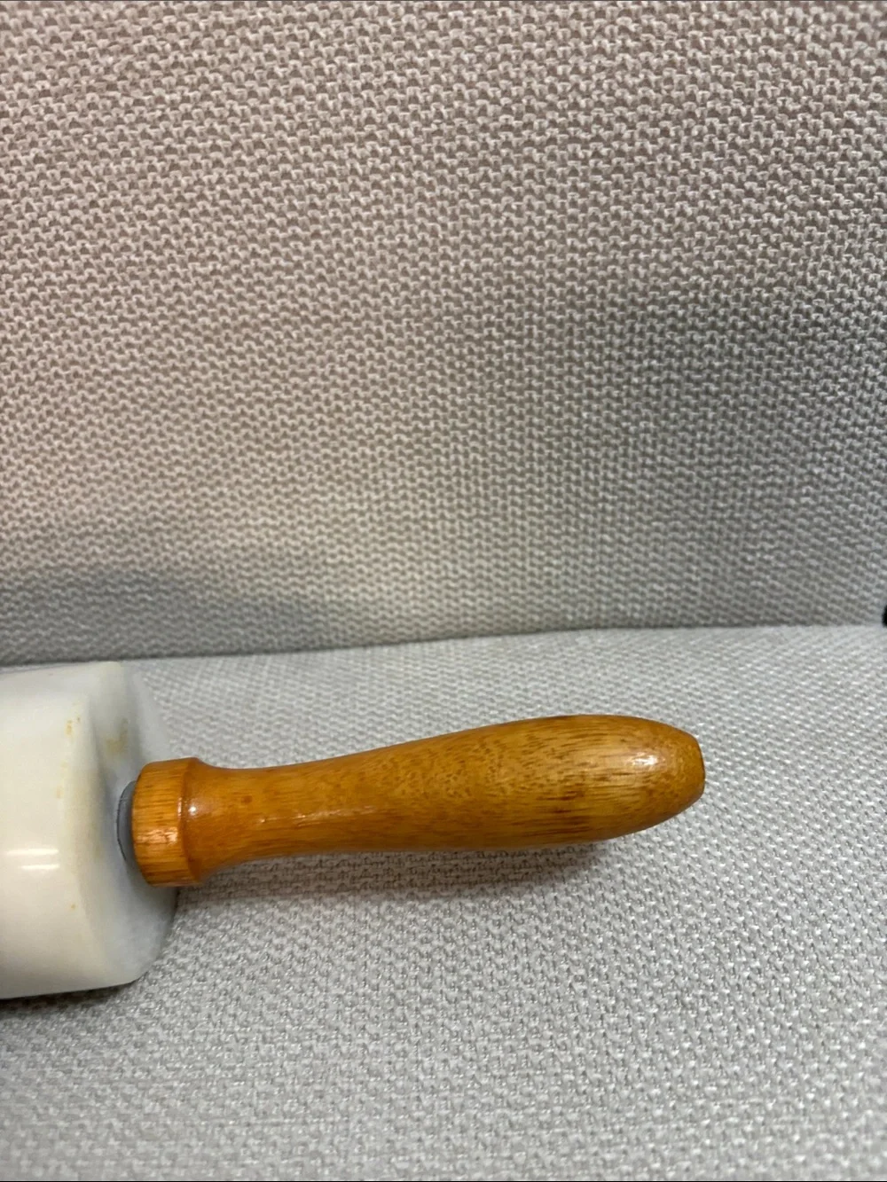 Vintage - White Marble Rolling Pin with Wooden Handles